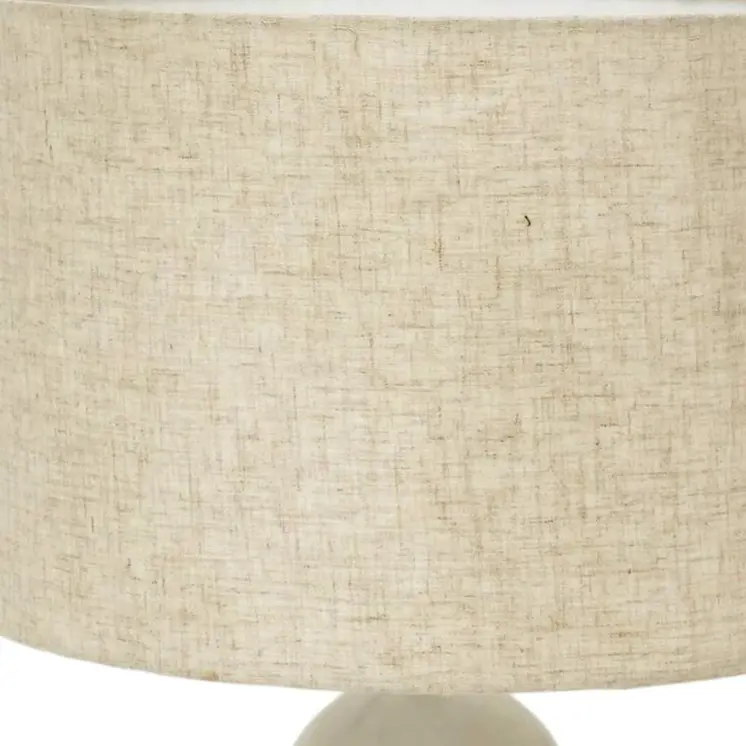 18" Distressed White Marble Round Table Lamp With White Drum Shade