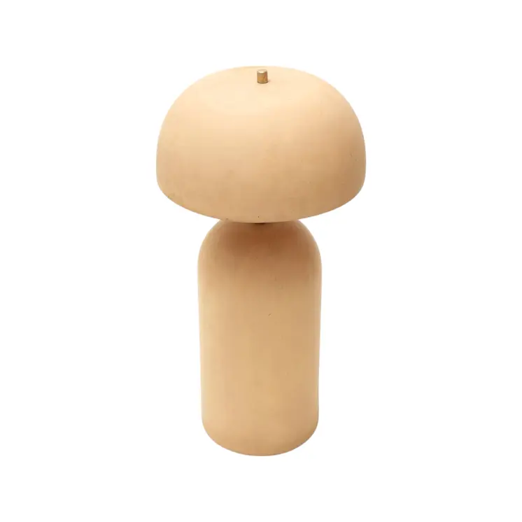 25" Distressed Beige Ceramic Table Lamp With Beige Drum Shade