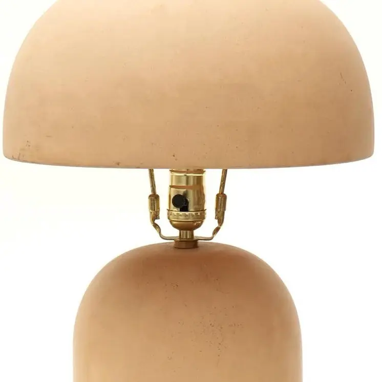 25" Distressed Beige Ceramic Table Lamp With Beige Drum Shade