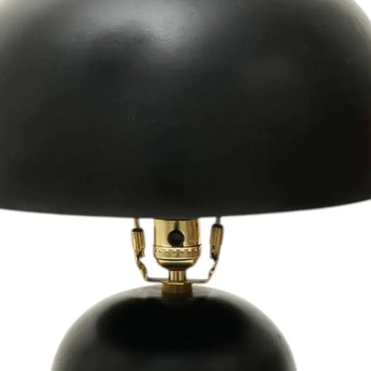 23" Distressed Black Ceramic Table Lamp With Black Drum Shade