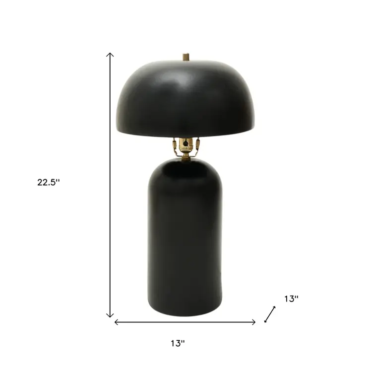 23" Distressed Black Ceramic Table Lamp With Black Drum Shade