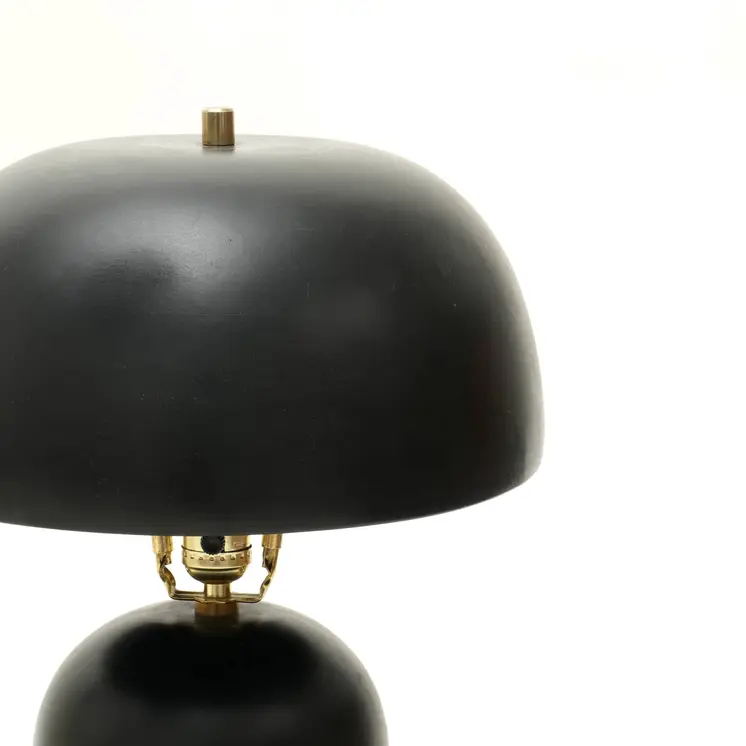 23" Distressed Black Ceramic Table Lamp With Black Drum Shade