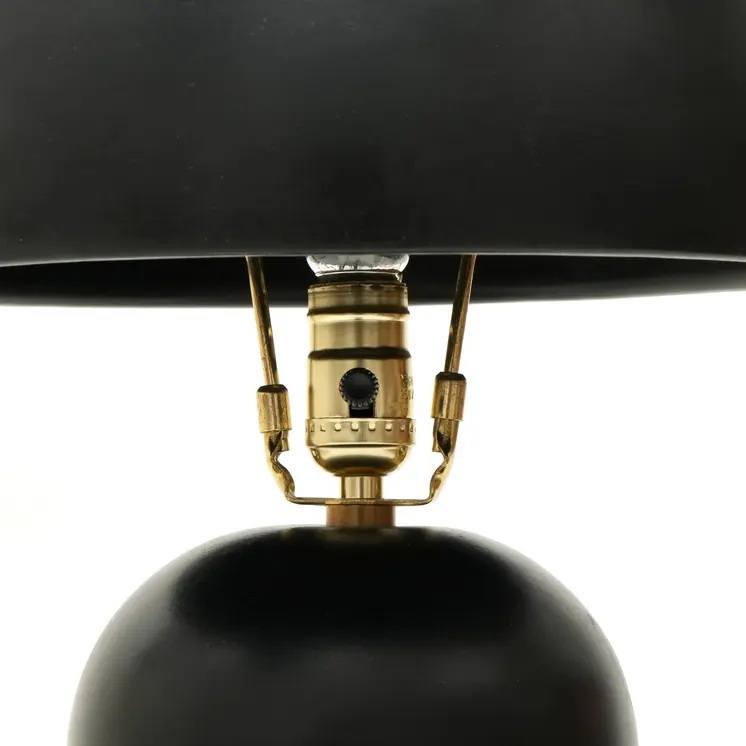 23" Distressed Black Ceramic Table Lamp With Black Drum Shade