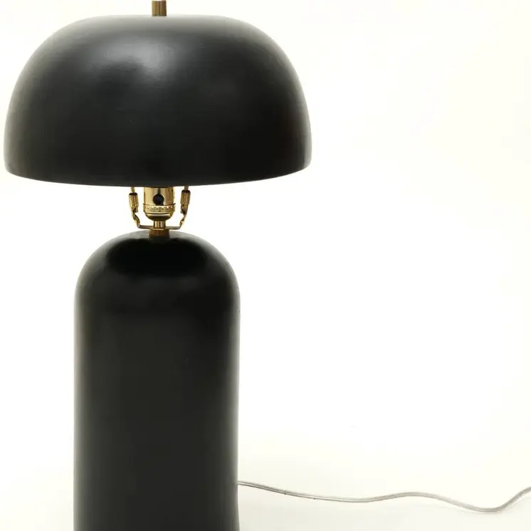 23" Distressed Black Ceramic Table Lamp With Black Drum Shade