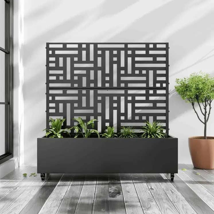 47" Black Metal Indoor Outdoor Rectangular Planter Box
