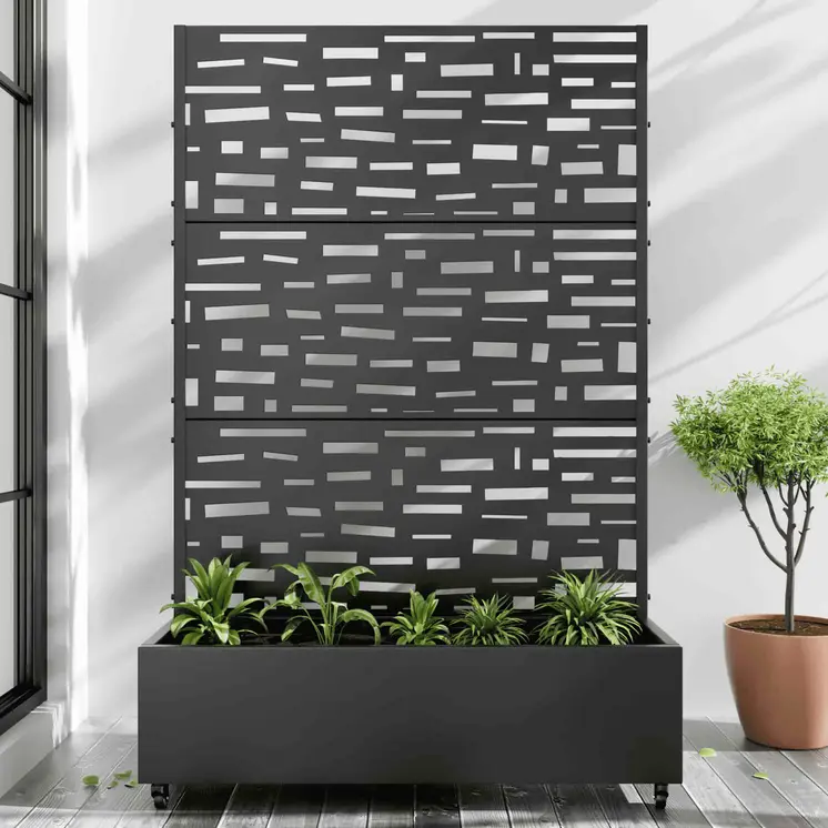 47" Black Metal Indoor Outdoor Rectangular Planter Box