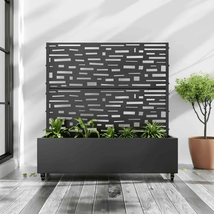 47" Black Metal Indoor Outdoor Rectangular Planter Box