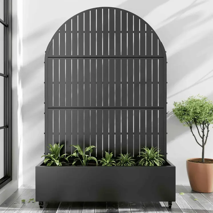 47" Black Metal Indoor Outdoor Rectangular Planter Box