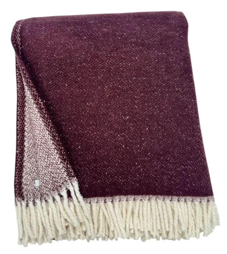 55" X 70" Plum And White Cotton Blend Woven Chevron Plush Throw Blanket with Fringe