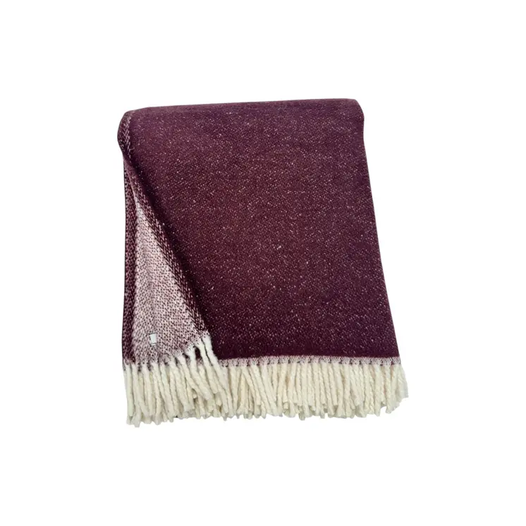 55" X 70" Plum And White Cotton Blend Woven Chevron Plush Throw Blanket with Fringe