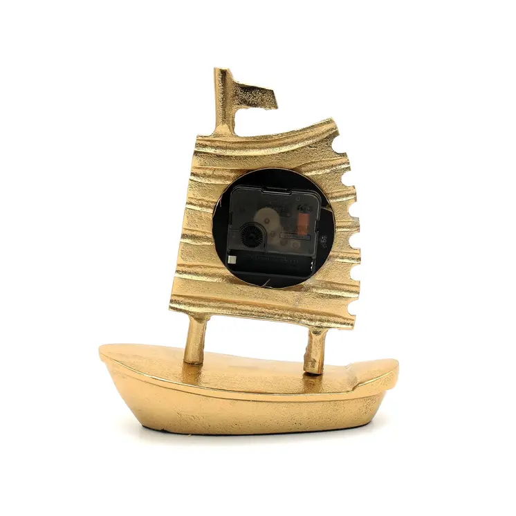 10" Gold Aluminum Sailboat Table Clock