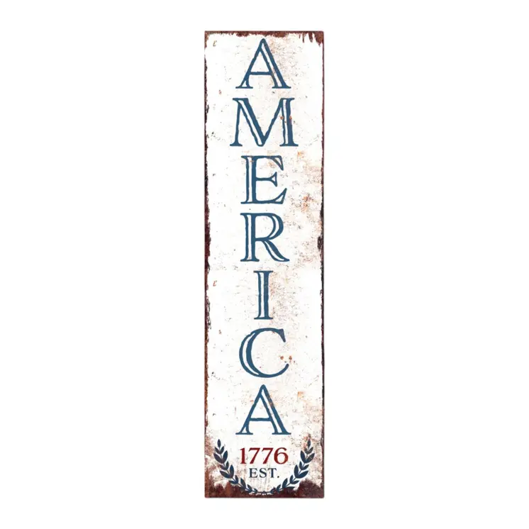 36" Red White And Blue Americana Wood Welcome Reversible Porch Sign