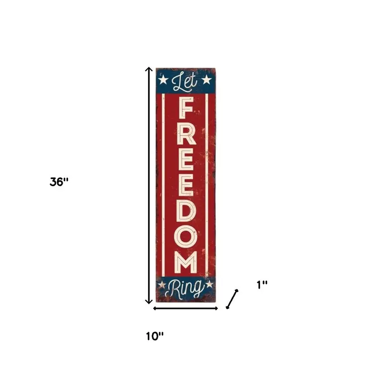 36" Red White And Blue Americana Solid Wood Welcome Reversible Porch Sign