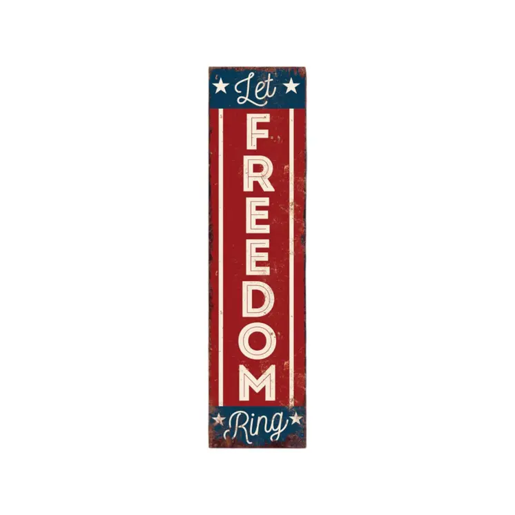 36" Red White And Blue Americana Solid Wood Welcome Reversible Porch Sign
