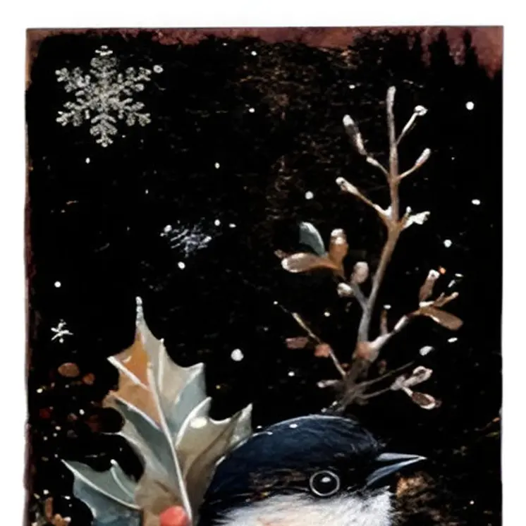 36" Black Red And White Christmas Chickadee Solid Wood Porch Sign