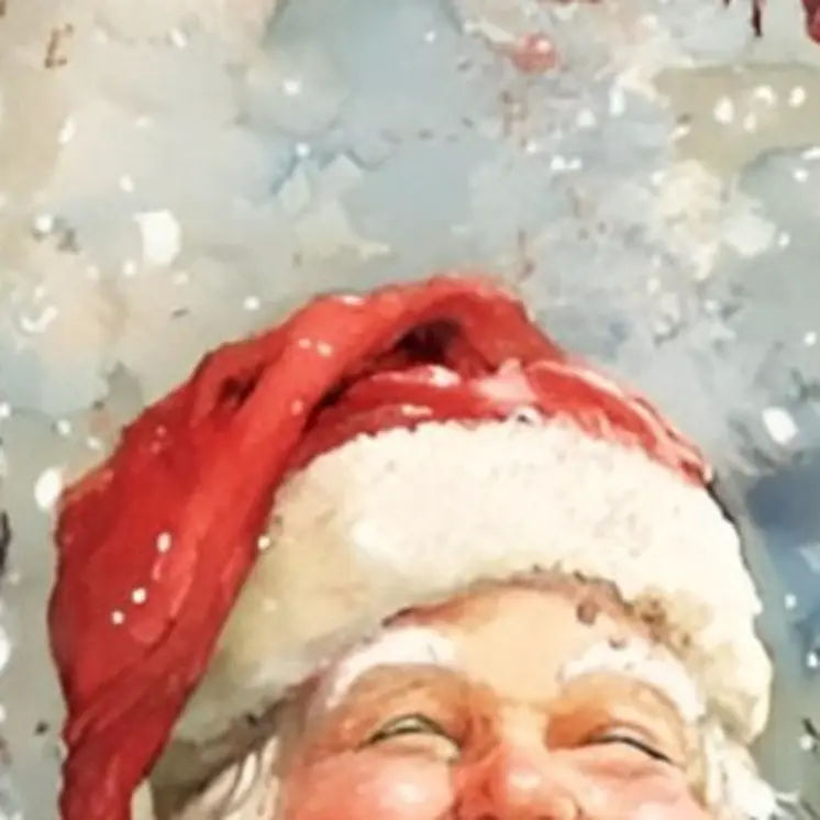 36" Red And White Christmas Santa and Snowman Solid Wood Reversible Porch Sign