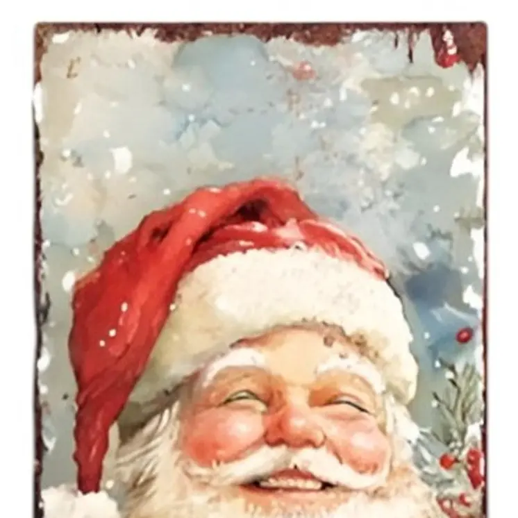 36" Red And White Christmas Santa and Snowman Solid Wood Reversible Porch Sign