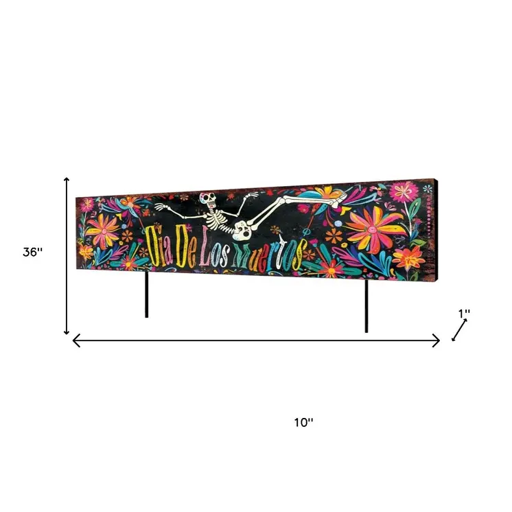 36" Black Cinco de Mayo Solid Wood Garden Stake