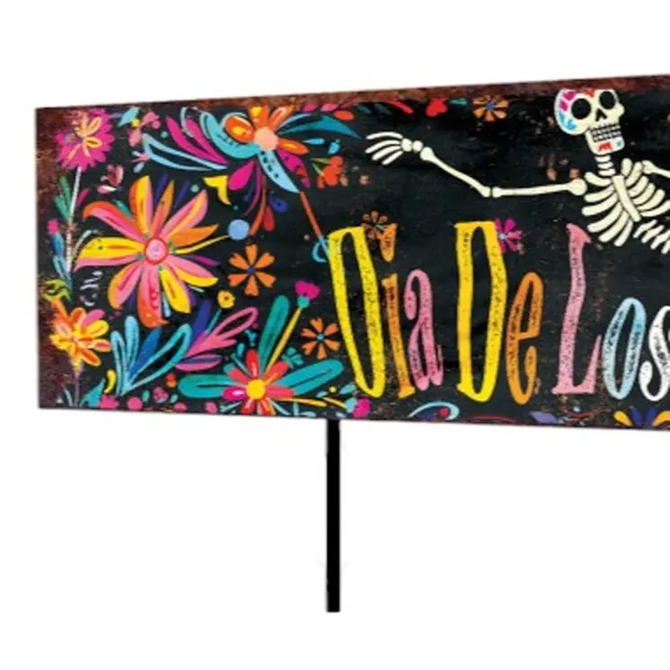36" Black Cinco de Mayo Solid Wood Garden Stake