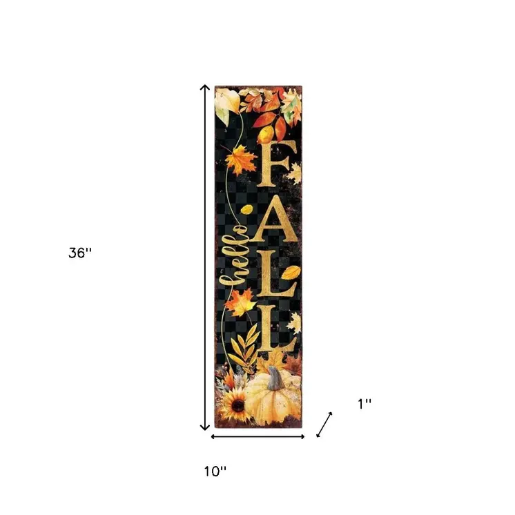 36" Black Gold And Orange Halloween Skeleton Solid Wood Porch Sign