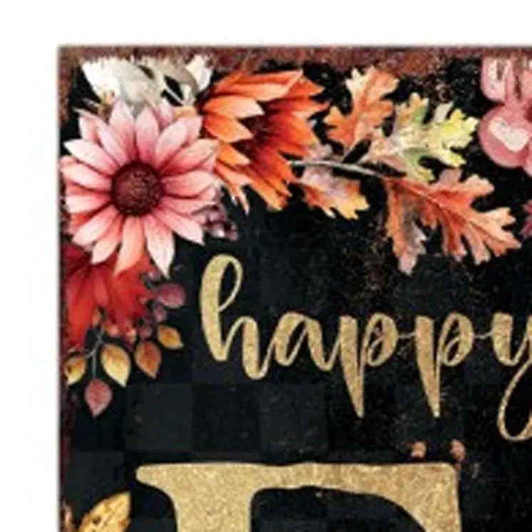 36" Black Orange And White Happy Fall Halloween Solid Wood Porch Sign
