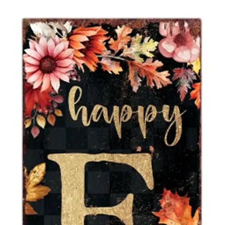 36" Black Orange And White Happy Fall Halloween Solid Wood Porch Sign