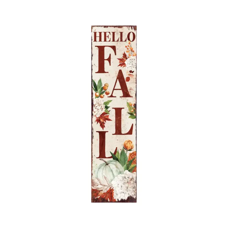 36" Black Orange And White Happy Fall Halloween Solid Wood Porch Sign