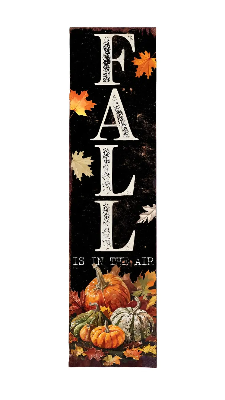 36" Black Orange And White Pumpkin Solid Wood Porch Sign