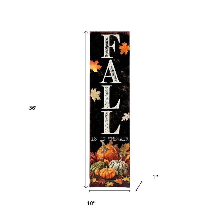 36" Black Orange And White Pumpkin Solid Wood Porch Sign
