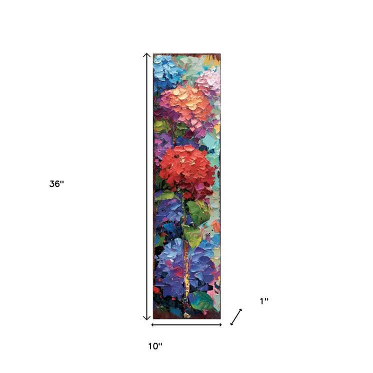 36" Blue Purple And Red Hydrangeas Solid Wood Porch Sign