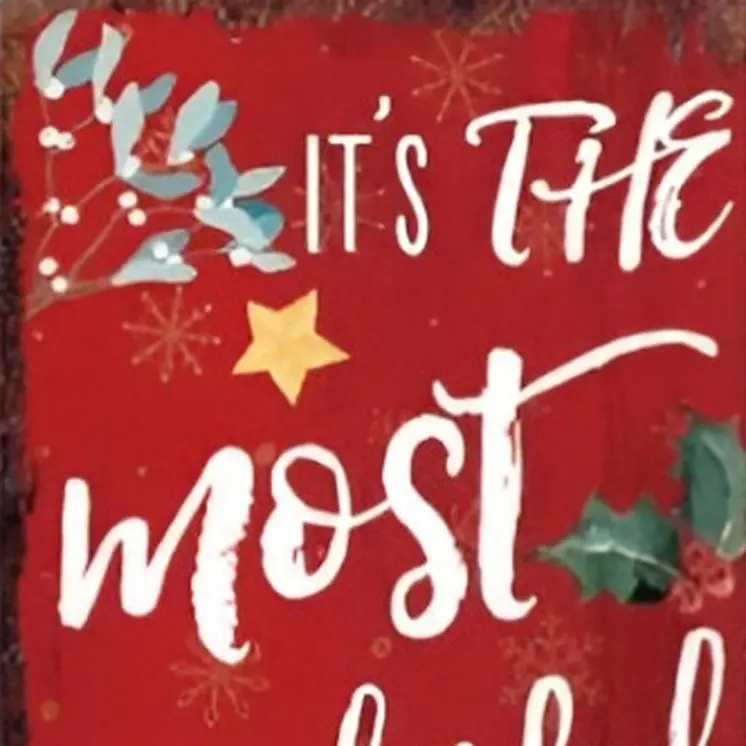 36" Red White And Green Christmas Holiday Red Truck Solid Wood Porch Sign