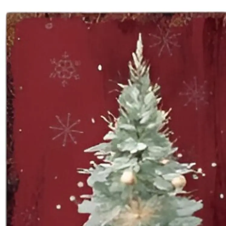 36" Red and Green Merry Christmas Christmas Tree Solid Wood Porch Sign
