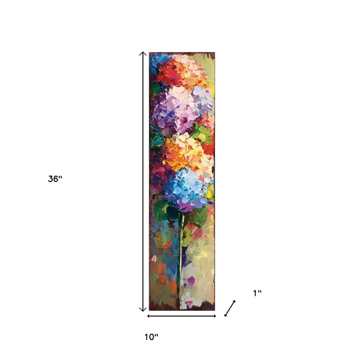 36" Blue Orange And Purple Hydrangeas Solid Wood Porch Sign