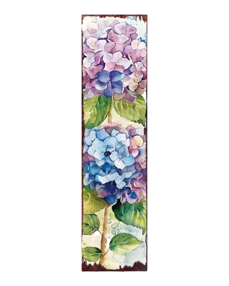 36" Blue Purple And Green Hydrangeas Solid Wood Porch Sign