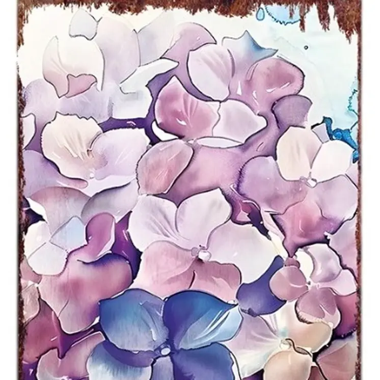 36" Blue Purple And Green Hydrangeas Solid Wood Porch Sign