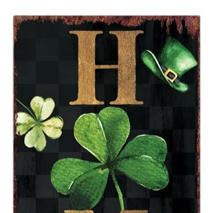 36" Black Gold And Green Home St Patrick's Day Solid Wood Porch Sign
