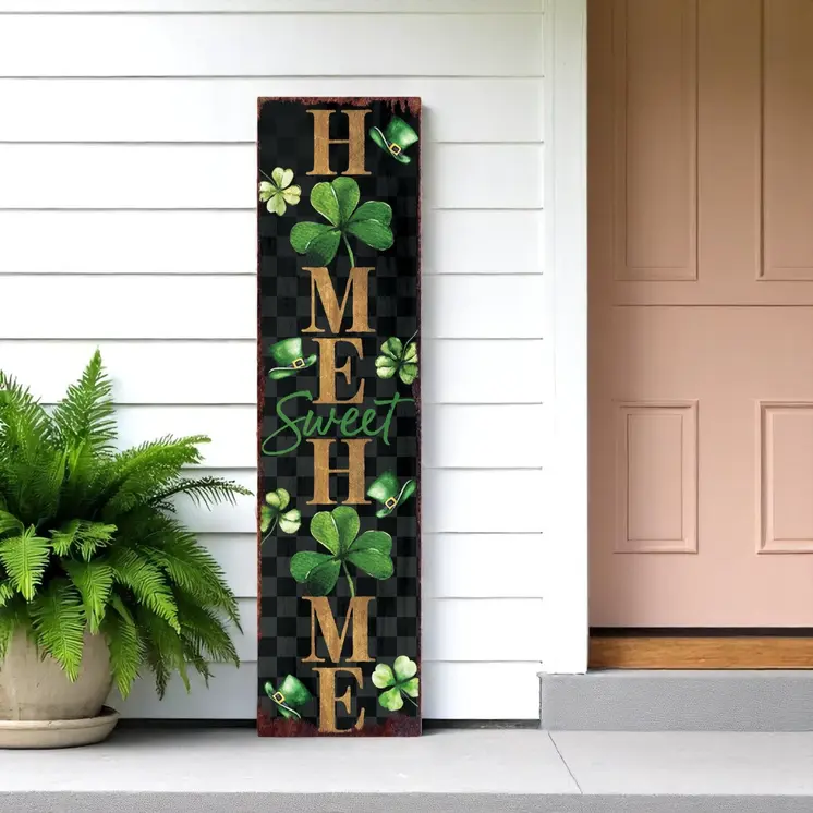 36" Black Gold And Green Home St Patrick's Day Solid Wood Porch Sign