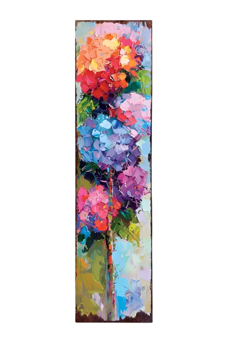36" Blue Purple And Red Hydrangeas Solid Wood Porch Sign