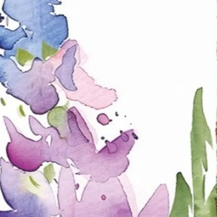 36" White Blue And Purple Watercolor Floral Solid Wood Porch Sign