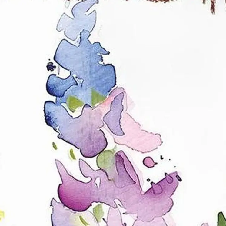 36" White Blue And Purple Watercolor Floral Solid Wood Porch Sign