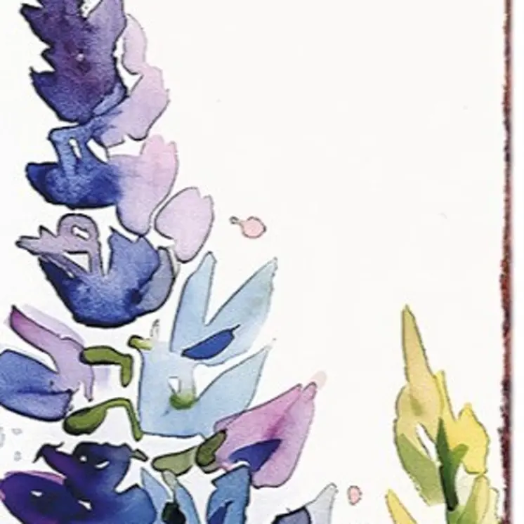 36" White Purple And Blue Watercolor Floral Solid Wood Porch Sign