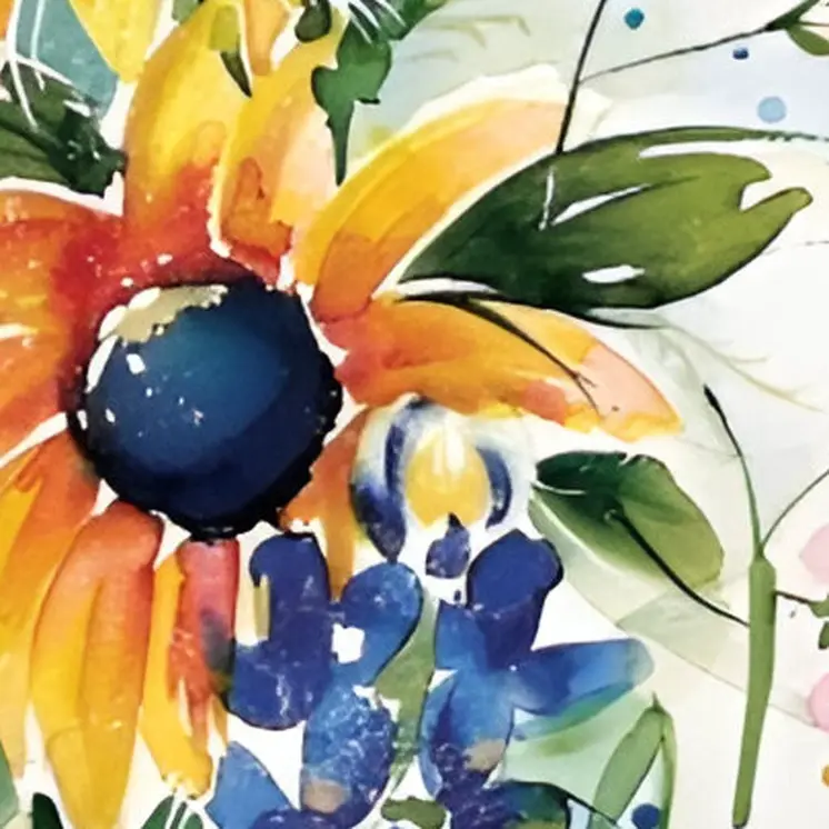 36" White Yellow And Blue Sunflowers Solid Wood Porch Sign