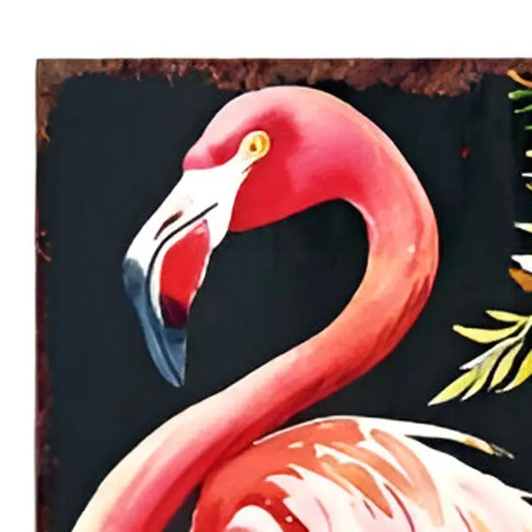 36" Black Pink And Coral Solid Wood Flamingo Porch Sign