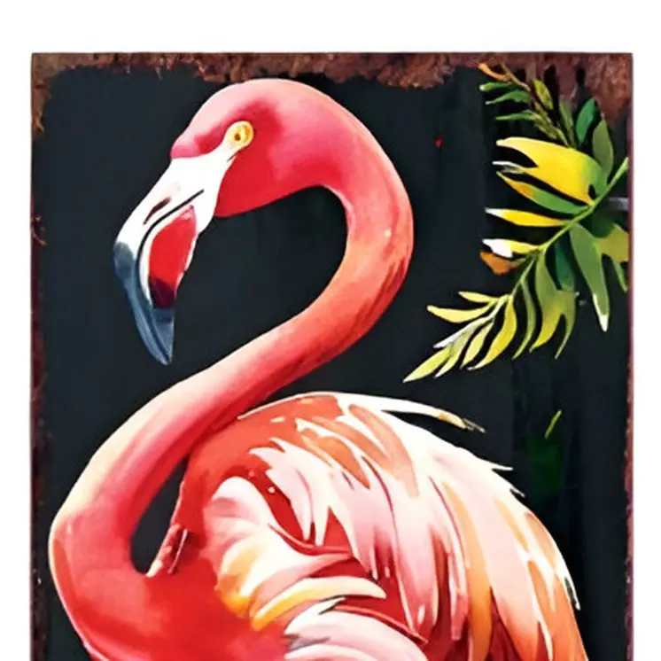 36" Black Pink And Coral Solid Wood Flamingo Porch Sign