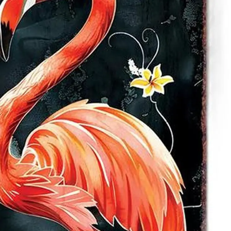 36" Black Coral And Green Solid Wood Flamingo Porch Sign