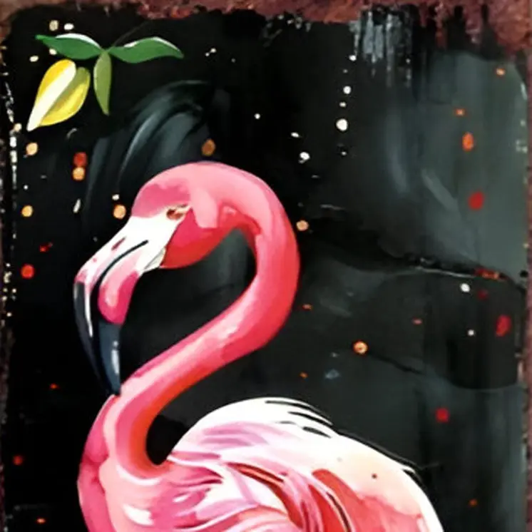 36" Black And Pink Solid Wood Tropical Floral Flamingo Porch Sign