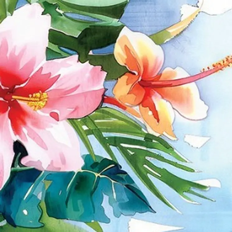 36" Blue And Coral Solid Wood Flamingo Tropical Floral Porch Sign