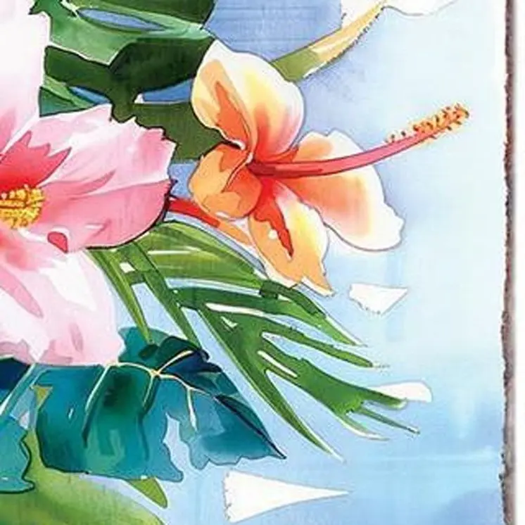 36" Blue And Coral Solid Wood Flamingo Tropical Floral Porch Sign