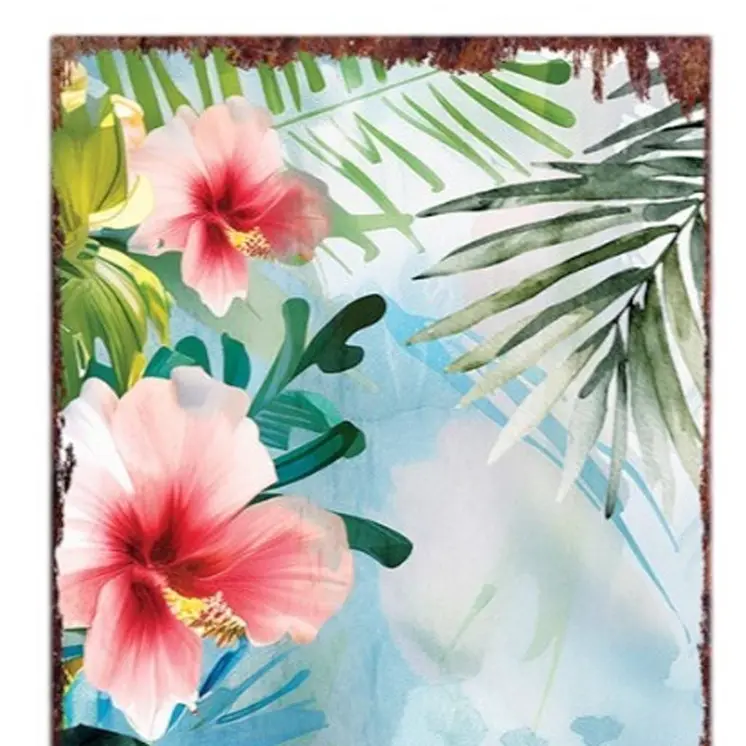 36" Blue Pink And Green Solid Wood Watercolor Flamingo Porch Sign