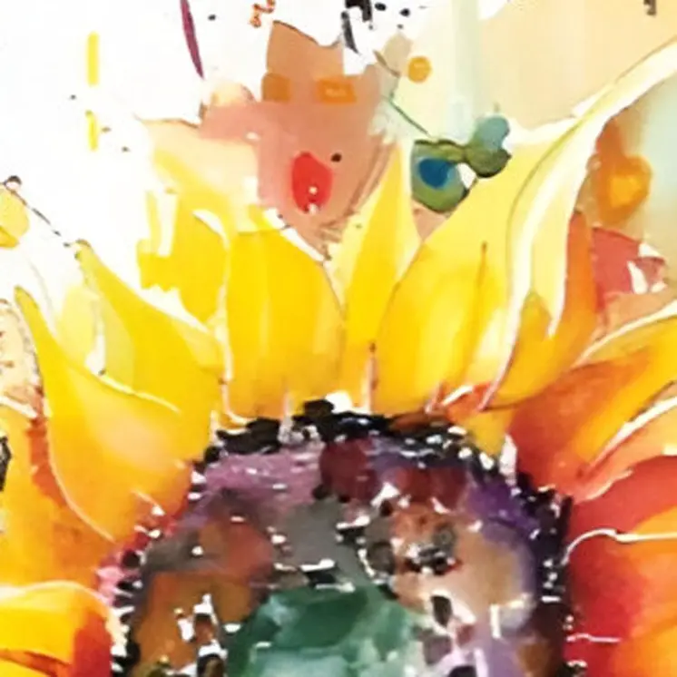 36" Yellow Green And  Brown Watercolor Sunflowers Solid Wood Porch Sign